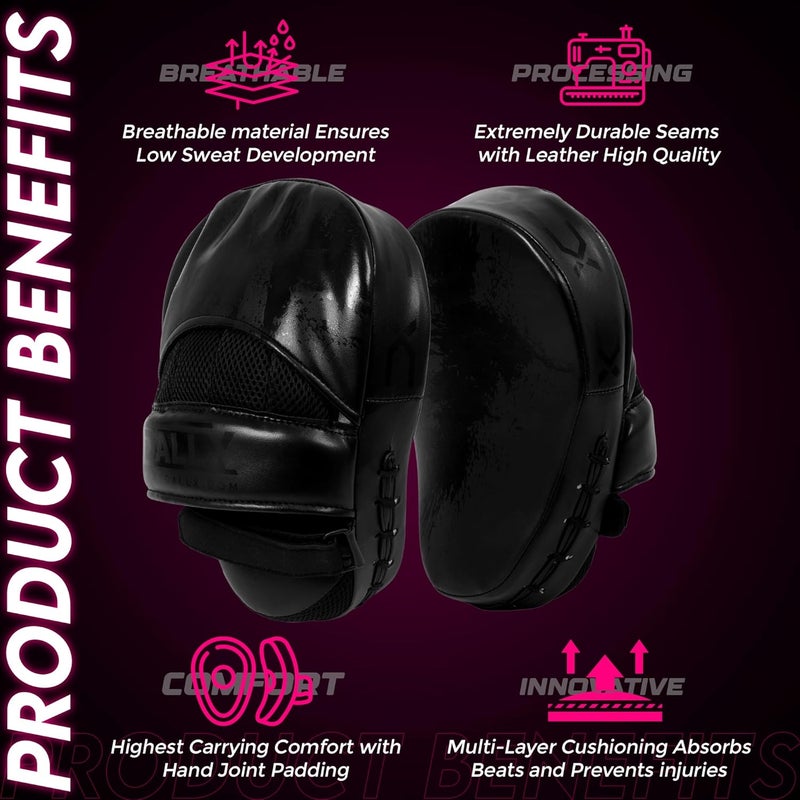 DALLX Sports Punch Mitts Target Focus Pads Hook and Jab Curved for MMA Training Martial Arts Karate Kickboxing Muay Thai with Adjustable Straps Ventilated - Image 2